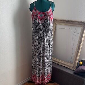 Stylish Pink and Black Maxi Dress